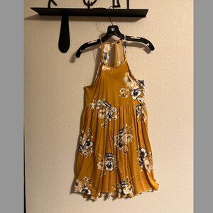 SHEIN Pullover Halter Sundress in Gold and Floral Print - Size S